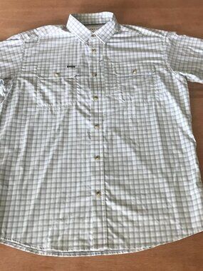 Poncho Regular Fit Shirt Men M Gray Plaid Button Up Magnetic Closure Pocket